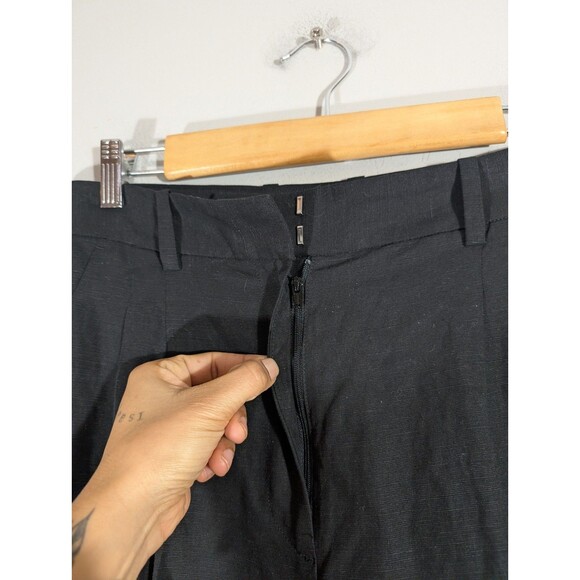 Club Monaco Womens Black Linen Blend Wide Leg Pants Sz 8 Lagenlook Mature Classy - Picture 5 of 9
